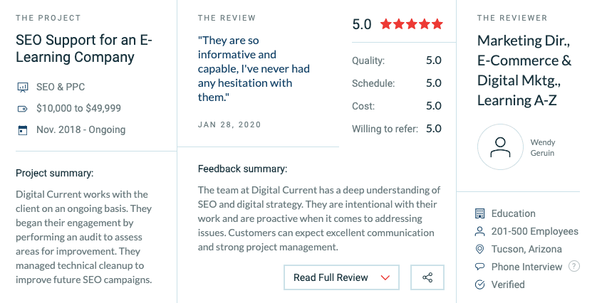 Our clients leave reviews on clutch.com