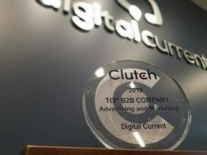 Digital Current Award For Top B2B Company In Advertising and Marketing In 2019 From Clutch
