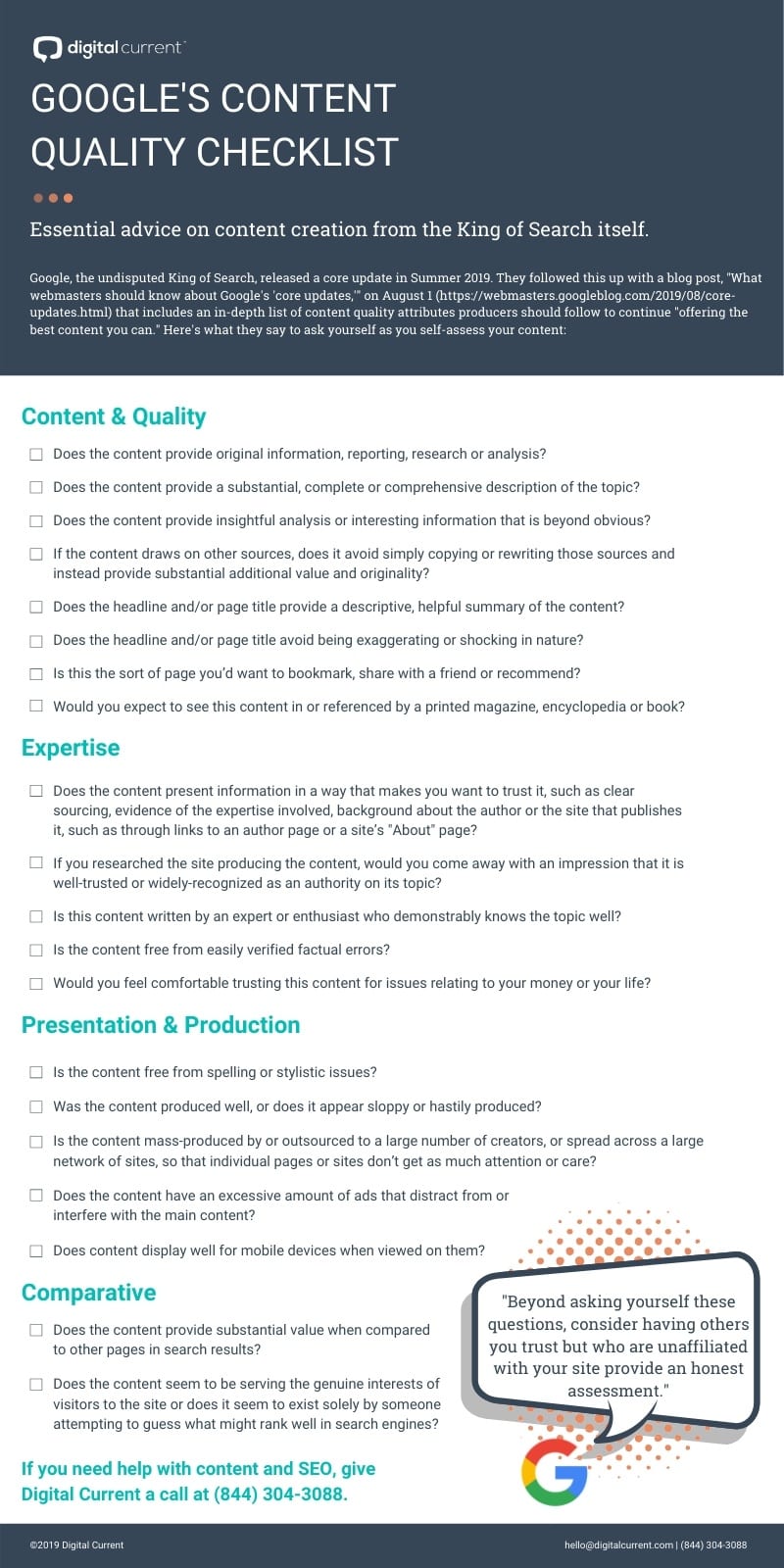 A checklist for creating quality content
