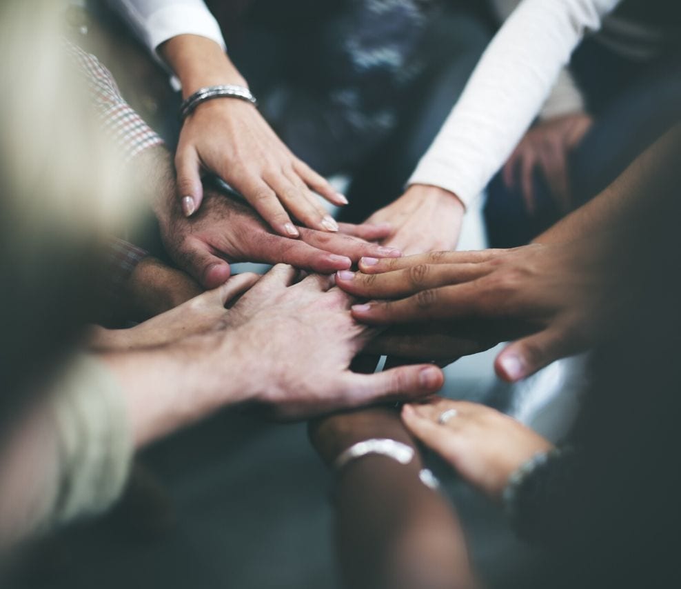 Hands in for a team cheer