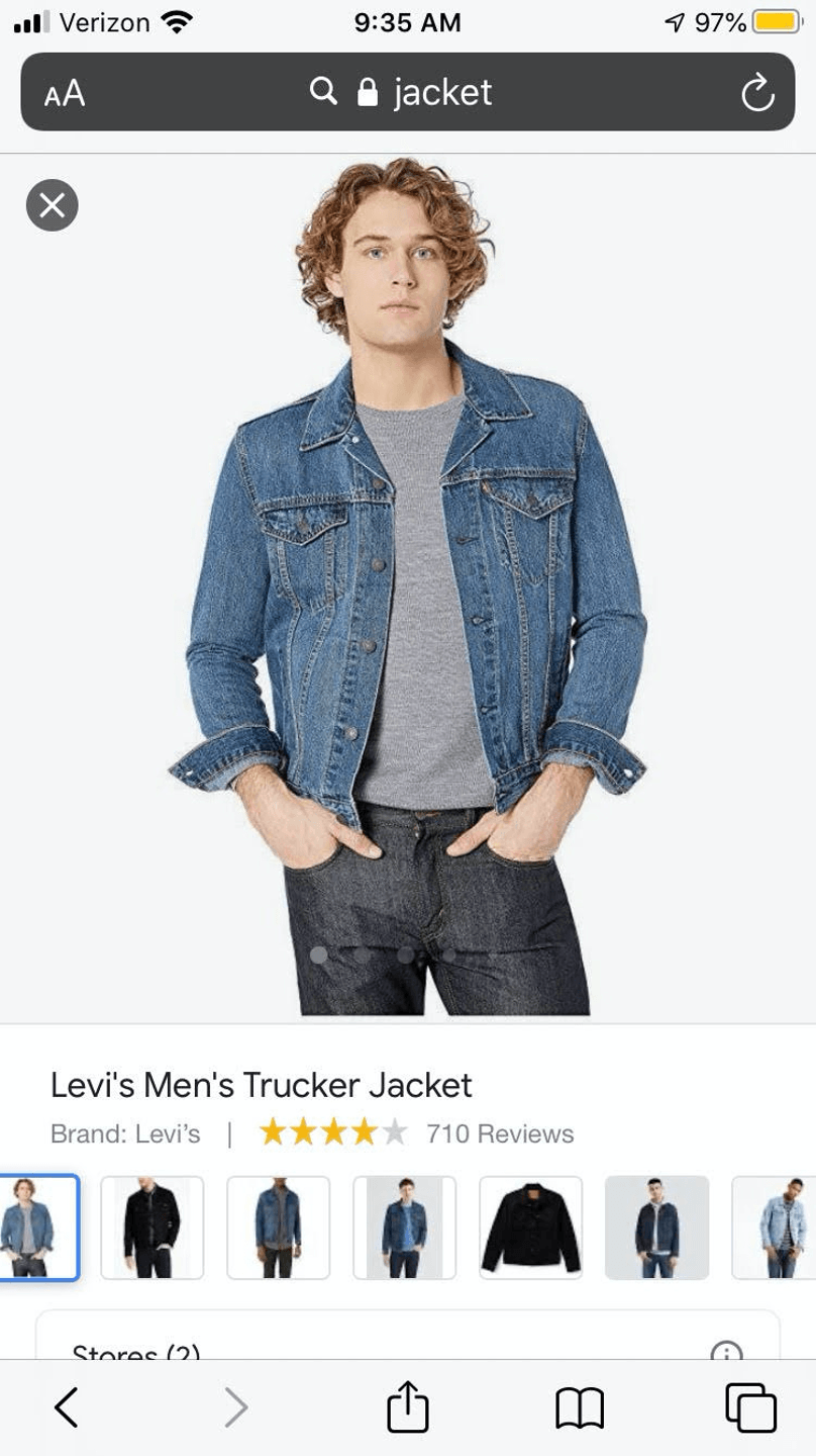 Jacket examples in Google Popular Products