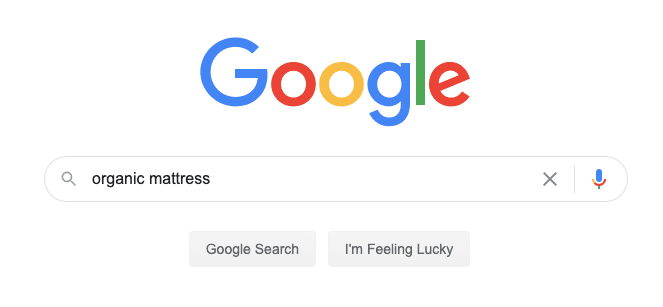 Google search for organic mattress