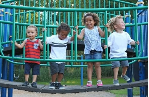 Children playing on the jungle gym