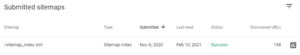 Search Console shows indexed sitemaps